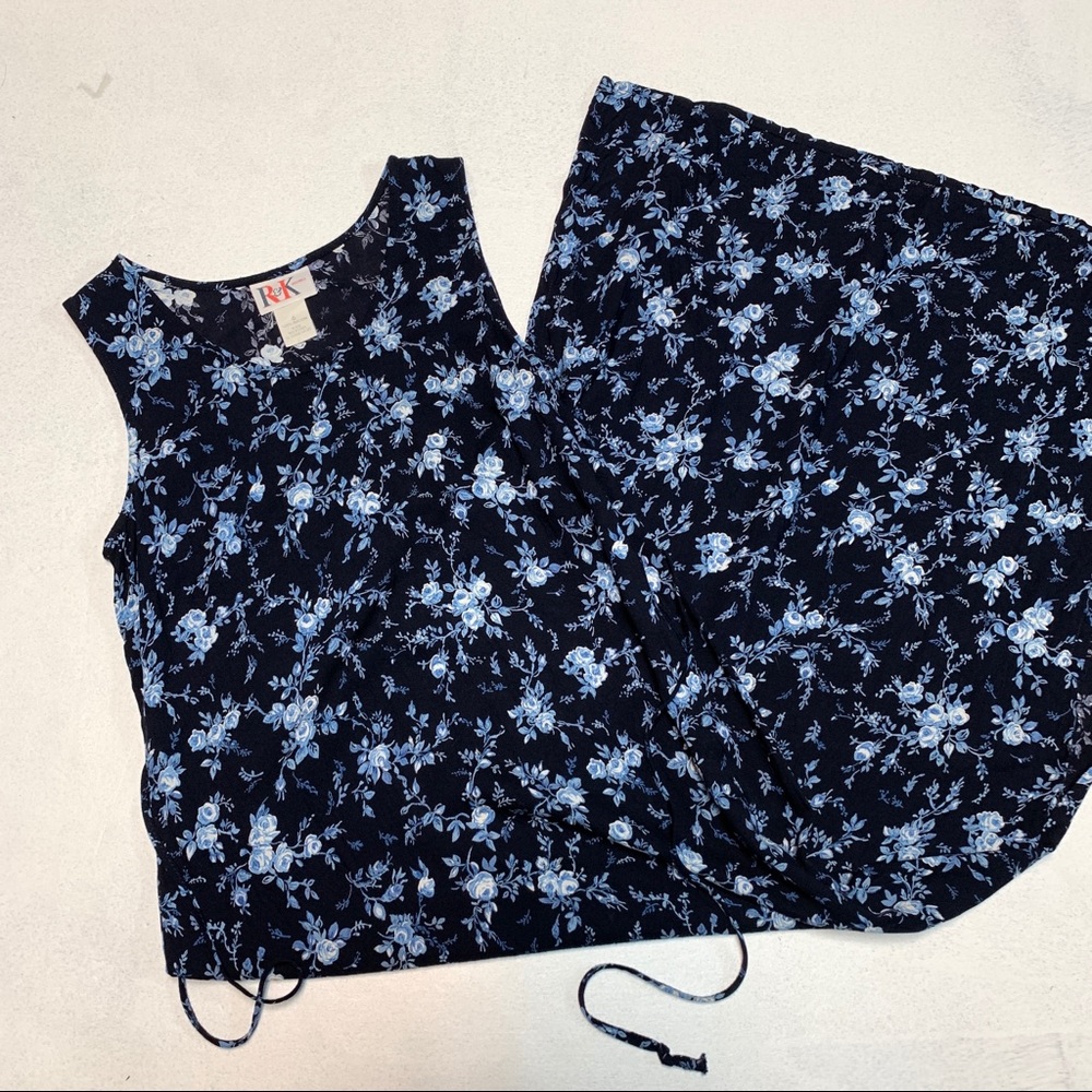 Vintage Blue Floral Maxi Dress